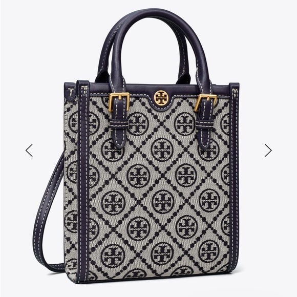 Tory Burch Handbags - Tory Burch MINI T MONOGRAM TOTE Navy